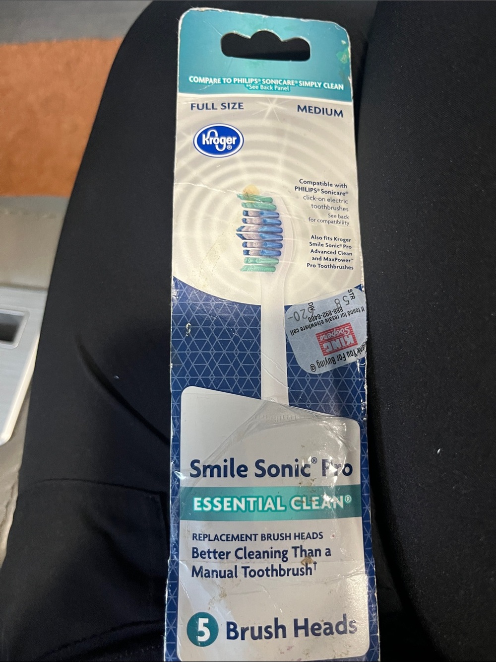 Smile Sonic Pro Essential Clean Replacement Brush Heads - Blue/Green (5 Pack)